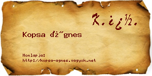 Kopsa Ágnes névjegykártya